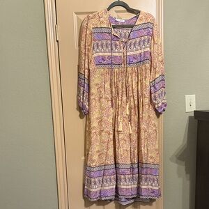 Bohemian Paisley Dress with Purple Accents